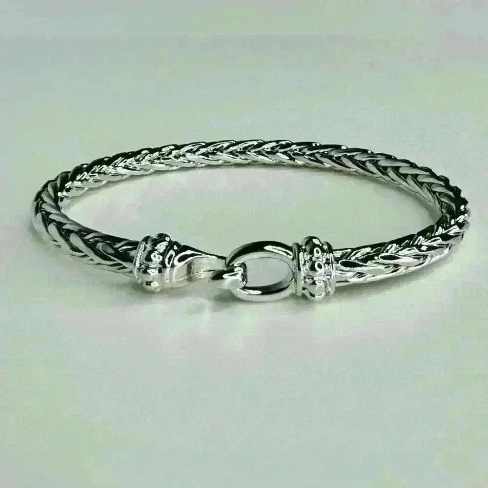 Braided Silver Hook Cable Bracelet - Picture 2 of 4